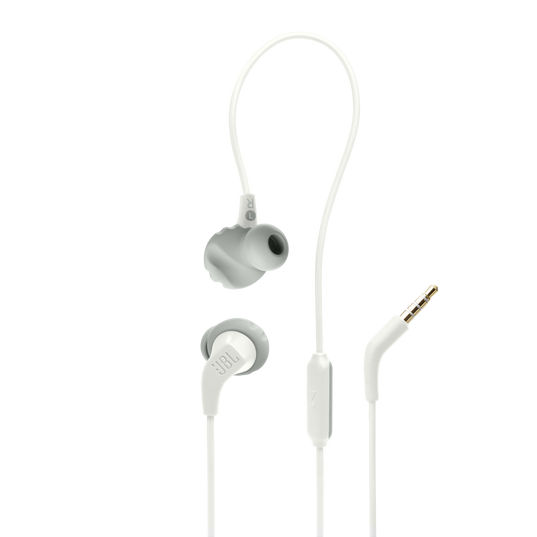 JBL Endurance Run 2 Wired - White - Waterproof Wired Sports In-Ear Headphones - Hero